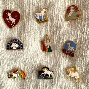 Sparkly enamel unicorn pins